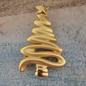 Gold Tone Christmas Tree modern style Brooch